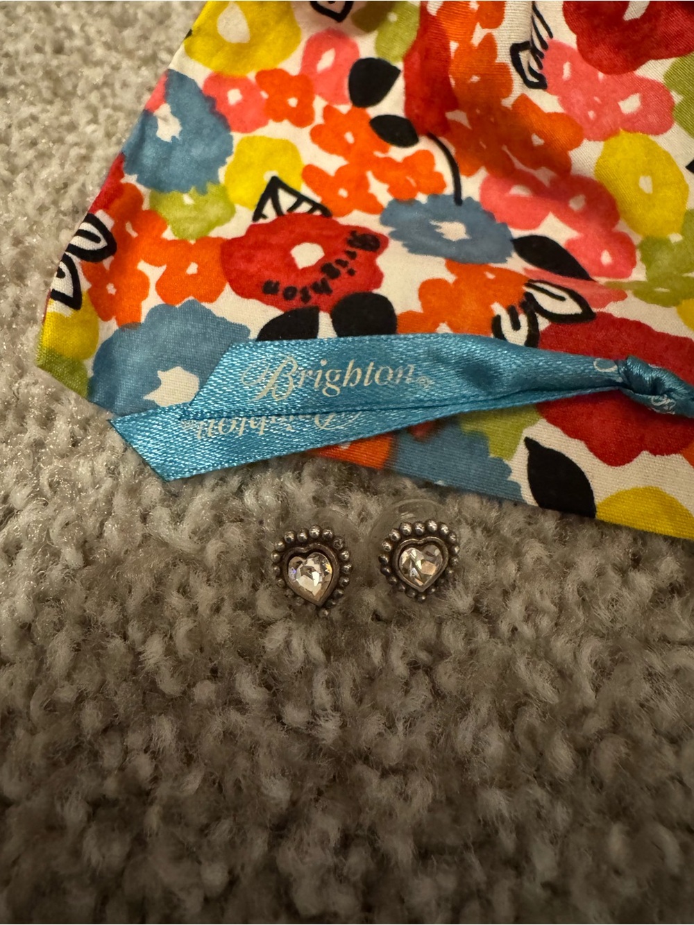 Brighton Silver Heart Crystal Stud Earrings